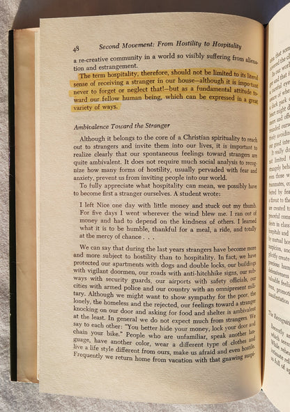 Reaching Out: The Three Movements of the Spiritual Life by Henri J. M. Nouwen (Good, 1975, HC, 120 pages, Doubleday & Co.)