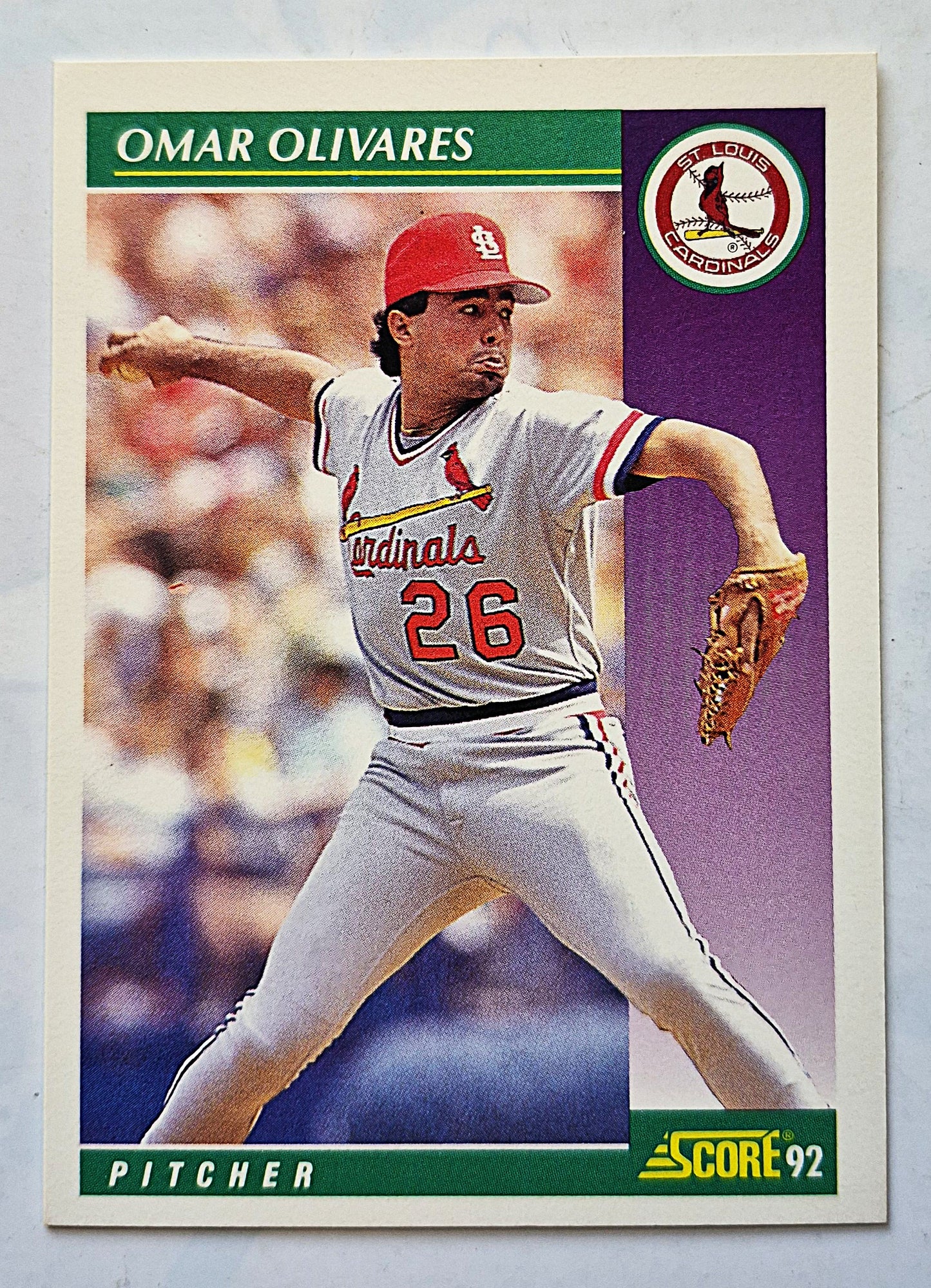Olivares Omar St. Louis Cardinals Pitcher #334 Score '92 Baseball Card
