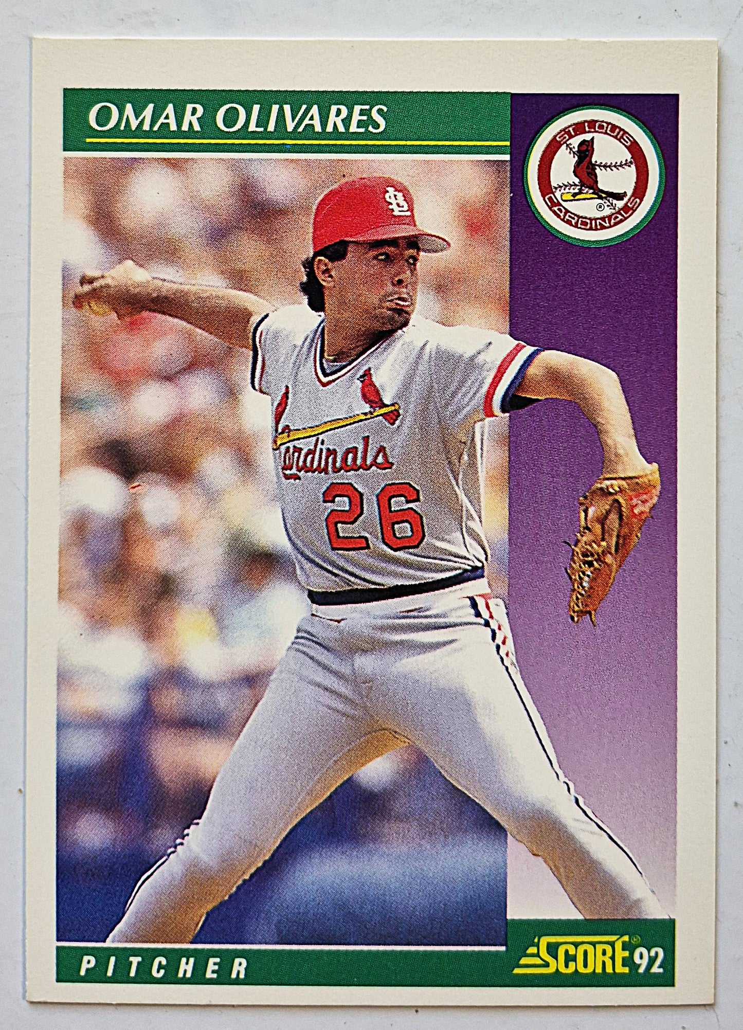 Olivares Omar St. Louis Cardinals Pitcher #334 Score '92 Baseball Card