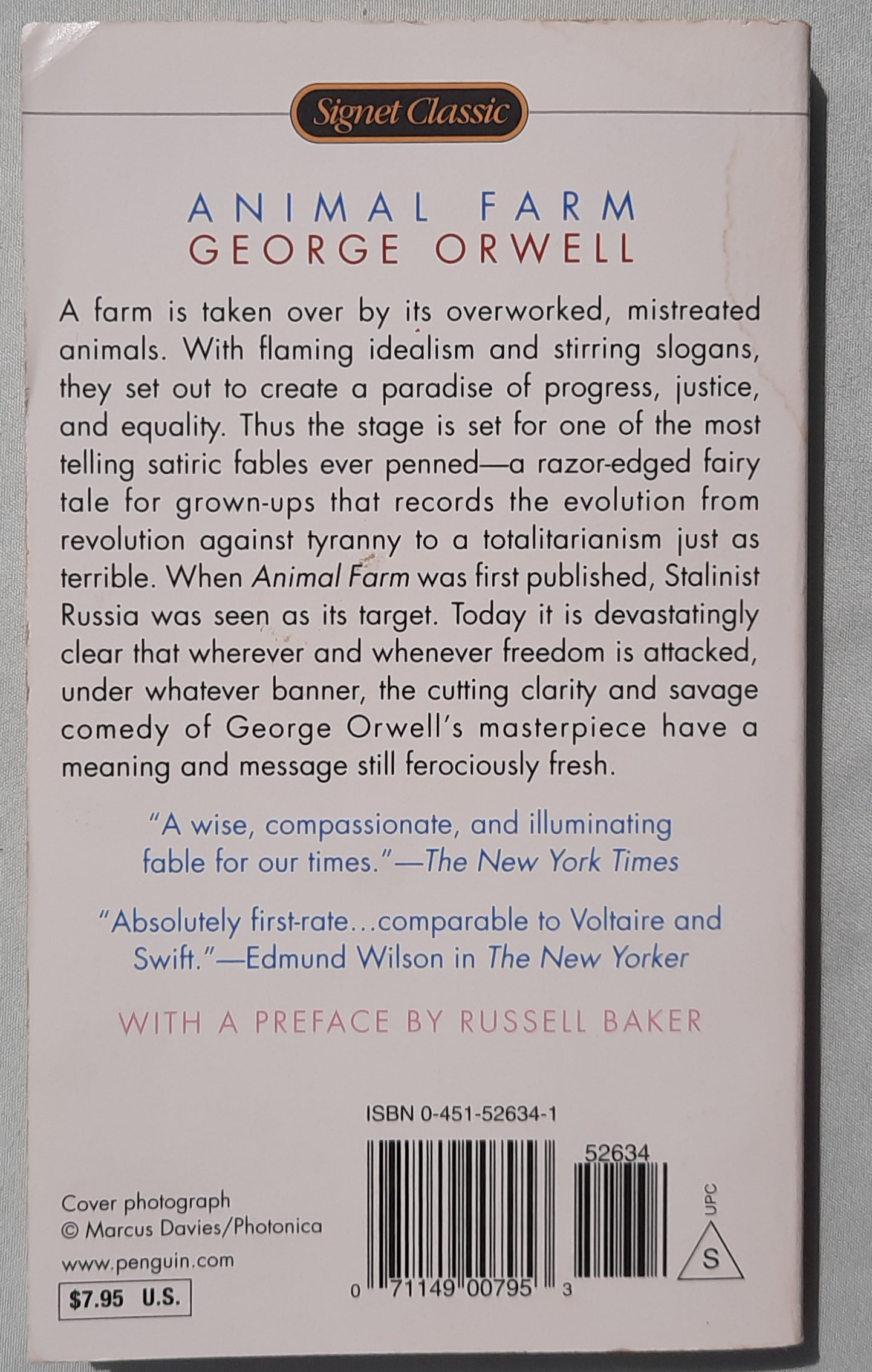 Animal Farm by George Orwell (Very good, 1996, Pbk, 140 pages, Signet Classics)