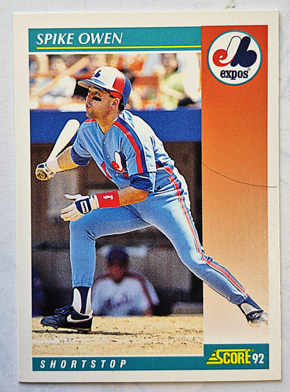 Owen Spike Montreal Expos Shortstop #323 Score '92 Baseball Card