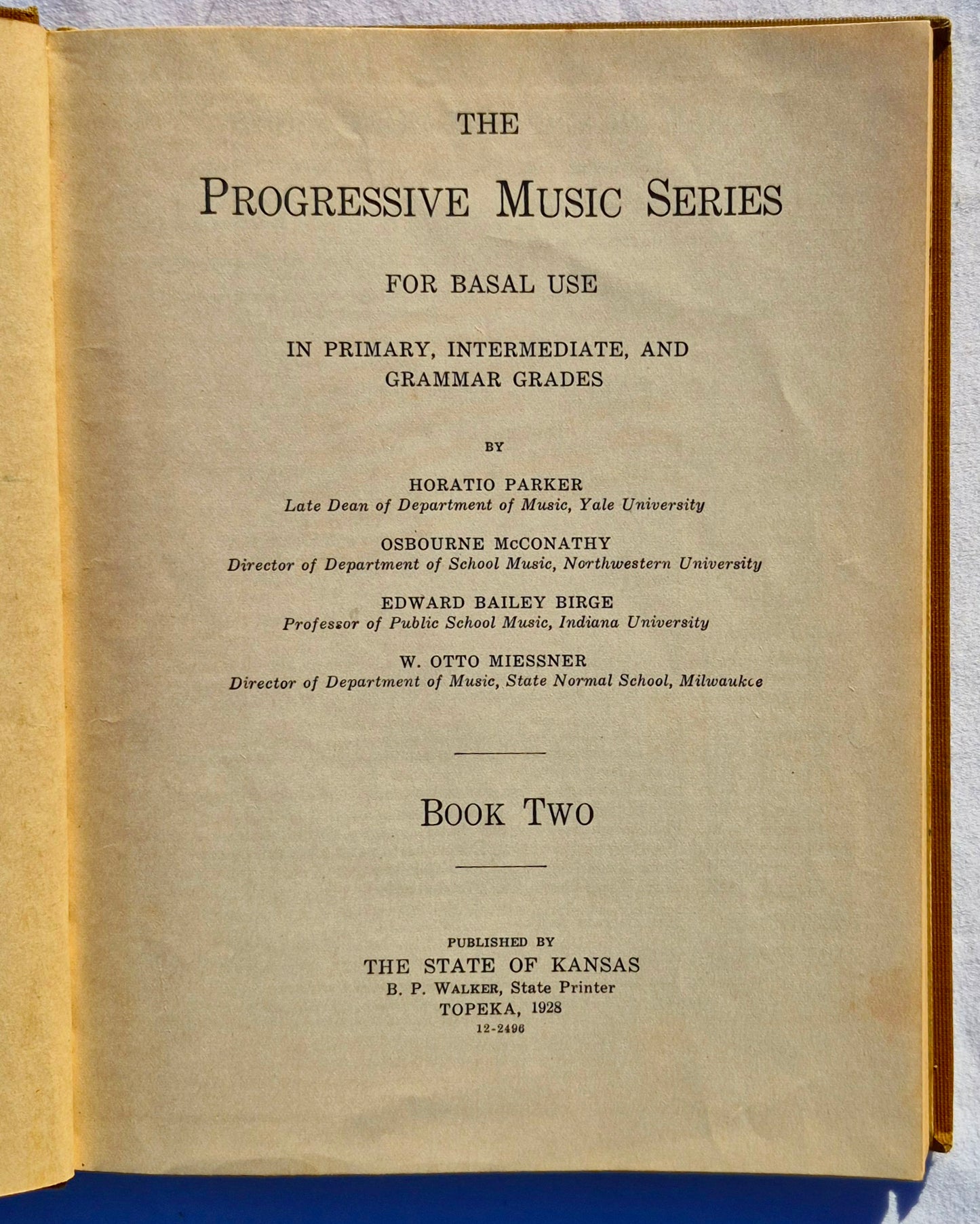 The Progressive Music Series: Book Two by Horatio Parker (Good, 1920, HC, 192 pages, State of Kansas )
