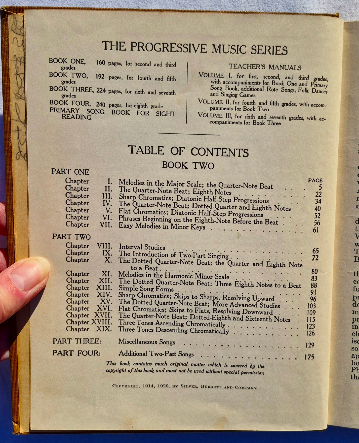 The Progressive Music Series: Book Two by Horatio Parker (Good, 1920, HC, 192 pages, State of Kansas )