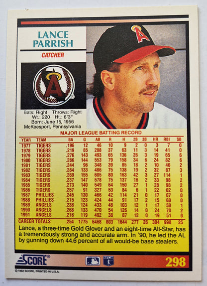 Parrish Lance California Angels Catcher #298 Score '92 Baseball Card