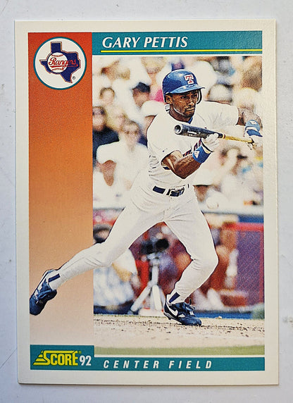 Bewertung '92 Gary Pettis Texas Rangers Center Field #308 Baseballkarte Nahezu Neuwertig