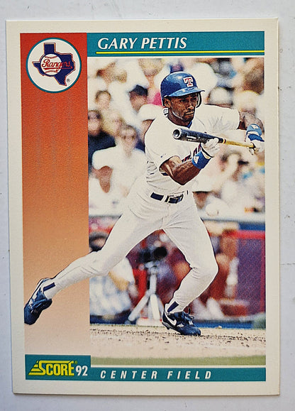 Bewertung '92 Gary Pettis Texas Rangers Center Field #308 Baseballkarte Nahezu Neuwertig