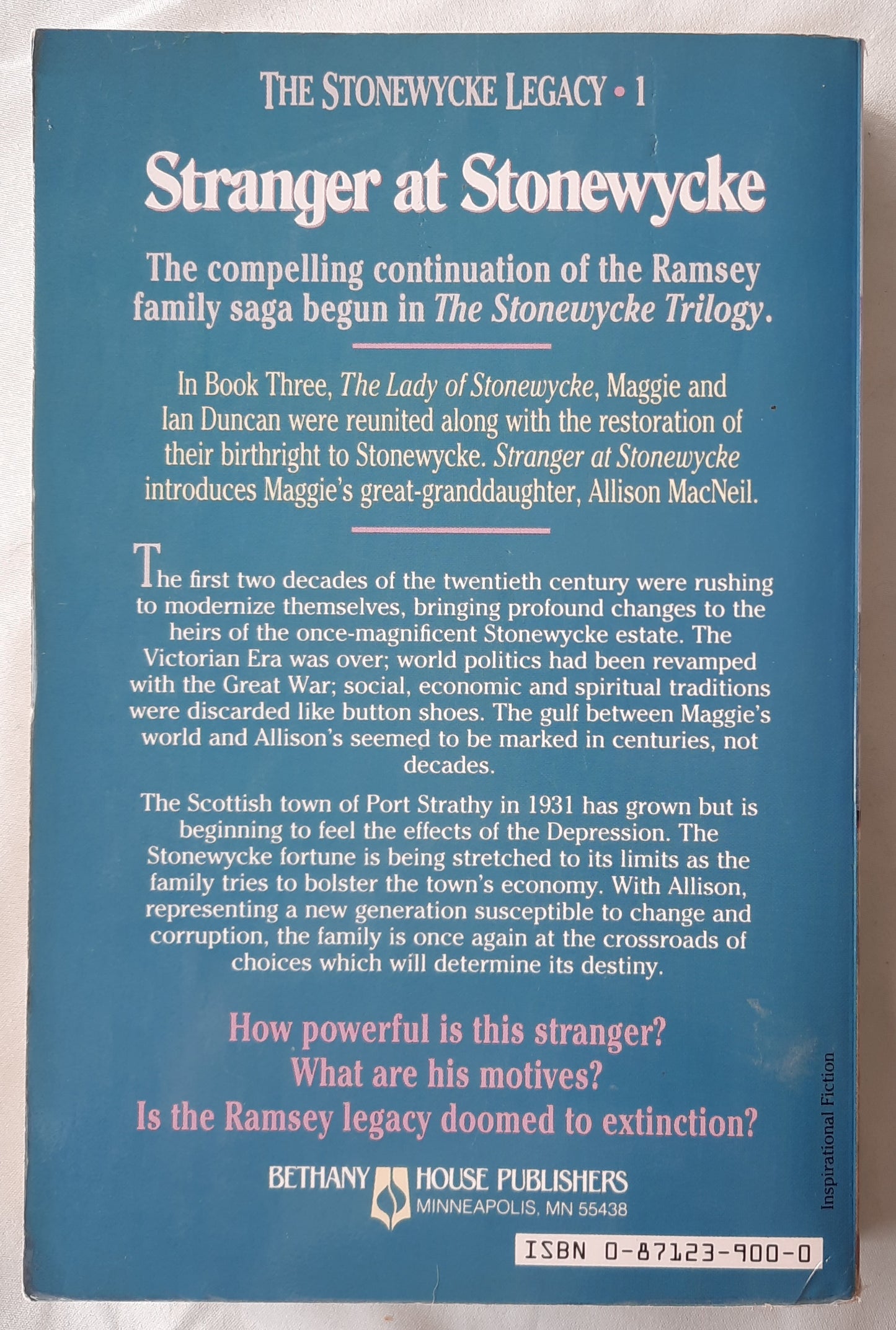 Stranger at Stonewycke by Michael Phillips; Judith Pella (The Stonewycke Legacy #1, Good, 1987, Pbk, 350 pages, Bethany House)
