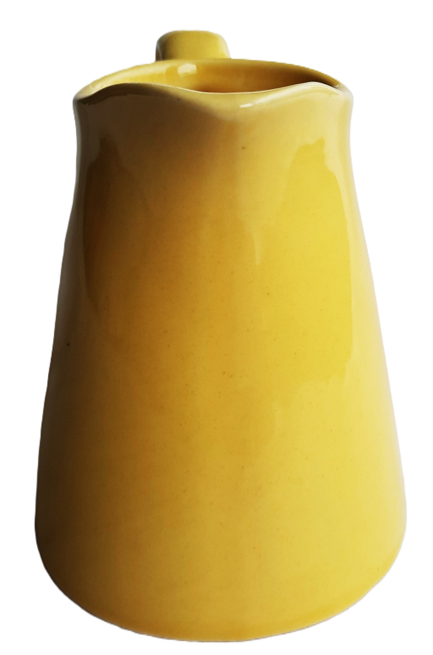 Coffee or Tea Creamer by USA Pottery (Yellow Mid-century modern, very good condition, 4.25" H)
