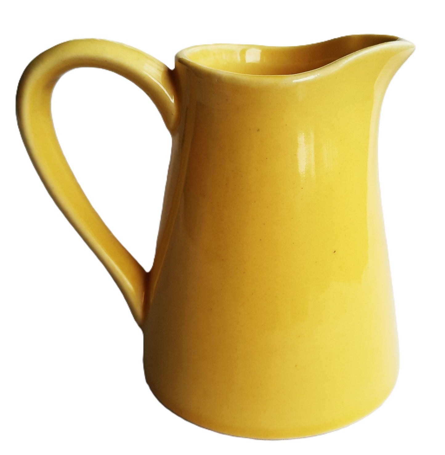 Coffee or Tea Creamer by USA Pottery (Yellow Mid-century modern, very good condition, 4.25" H)