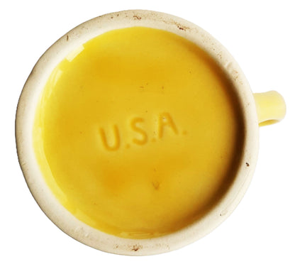Coffee or Tea Creamer by USA Pottery (Yellow Mid-century modern, very good condition, 4.25" H)