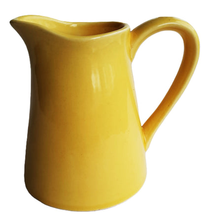 Coffee or Tea Creamer by USA Pottery (Yellow Mid-century modern, very good condition, 4.25" H)