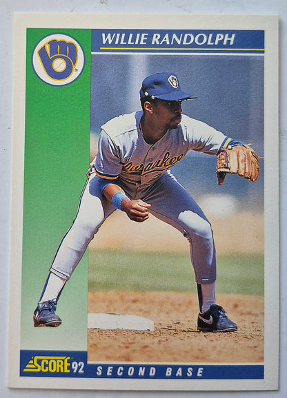 Randolph Willie Seattle Mariners Second Base #30 Score '92 Baseball Card