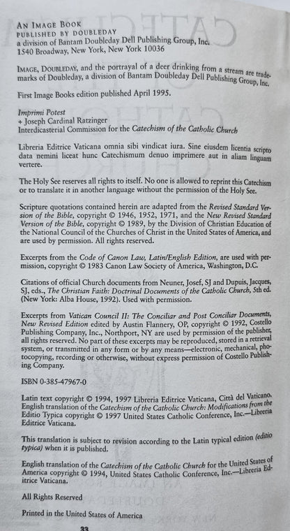 Katechismus der Katholischen Kirche Joseph Kardinal Ratzinger (Sehr gut, 1995, broschiert, 846 S., Doubleday)