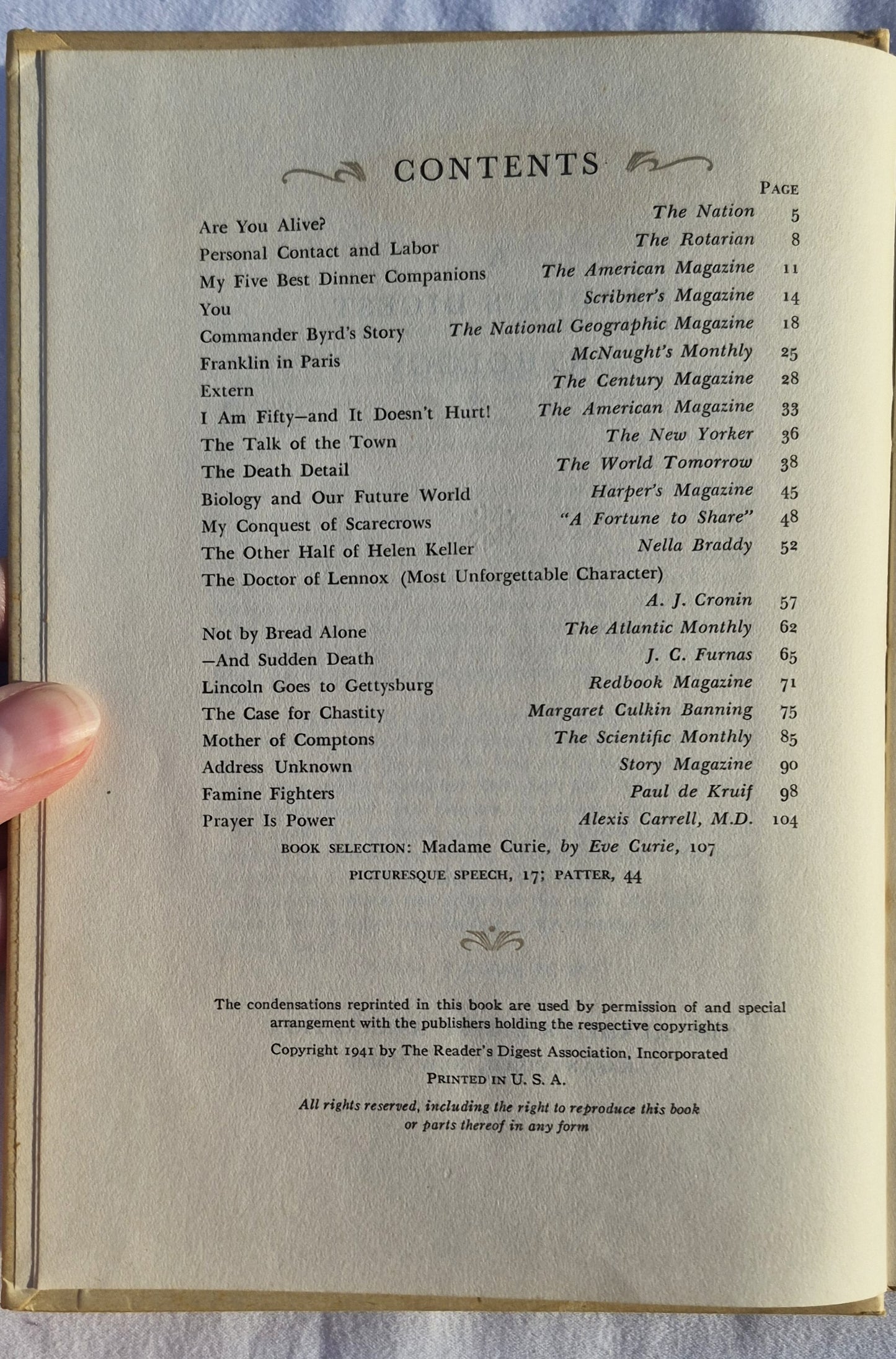 A Reader's Digest Anthology by The Reader's Digest Association (Very good, 1941, HC, 123 pages)