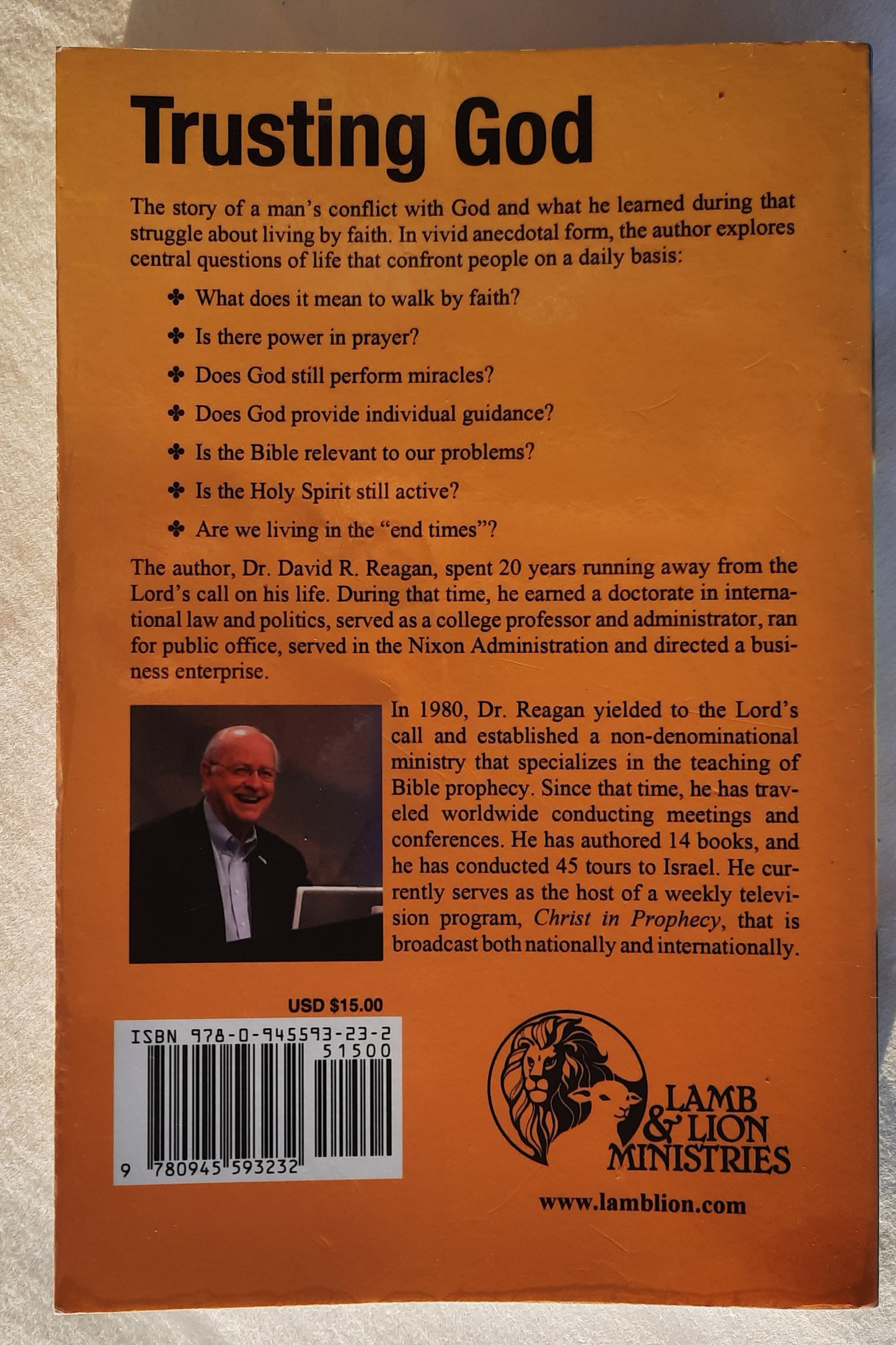 Trusting God: Learning to Walk by Faith 3rd Edition by David R. Reagan (Very good, 2015, Pbk, 333 pages, Lamb & Lion Ministries)