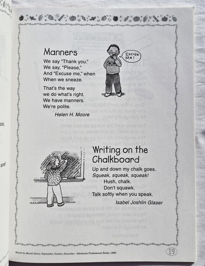 Month-by-Month Poetry Grades PK-2 by Marian Reiner (Good, 1999, Pbk, 64 pages, Scholastic)