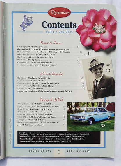 Reminisce Magazine April/May 2015 (Very Good, Pbk, 64 pages, Reader's Digest, Collectible)