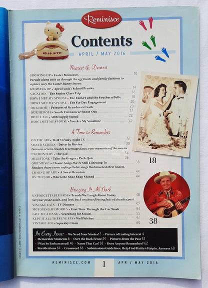 Reminisce Magazine April/May 2016 (Very Good, Pbk, 68 pages, Reader's Digest, Collectible)
