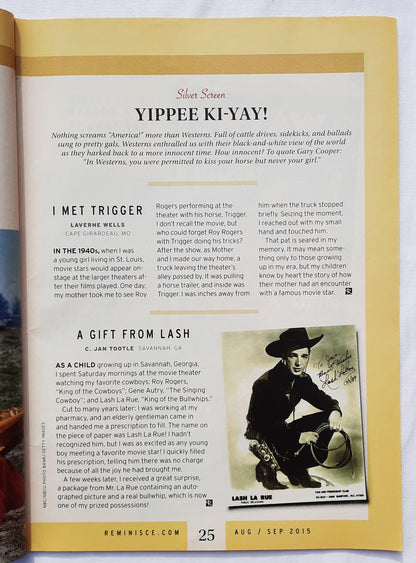 Reminisce Magazine August/September 2015 (Very good, Pbk, 64 pages, Reader's Digest, Collectible)