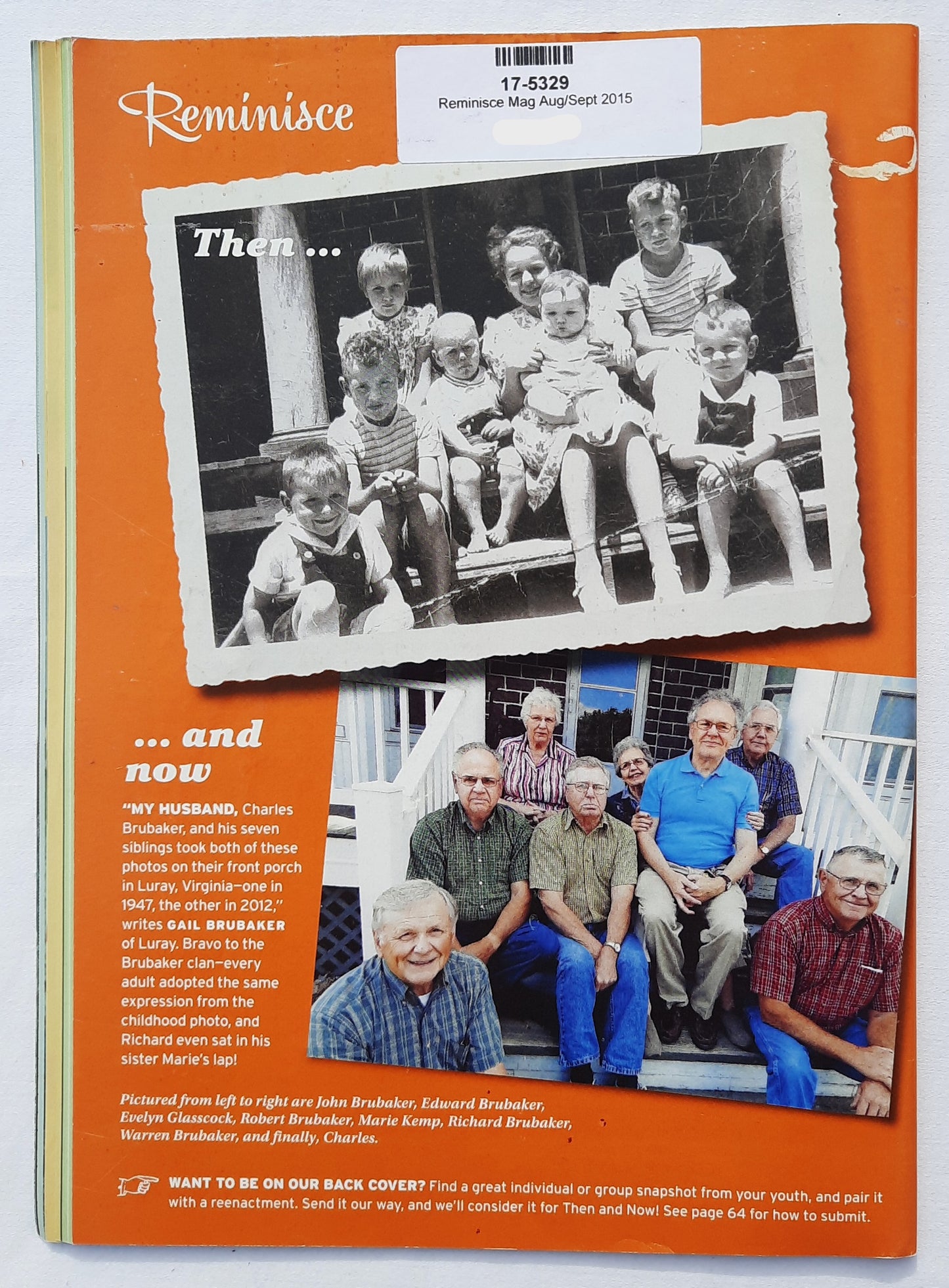 Reminisce Magazine August/September 2015 (Very good, Pbk, 64 pages, Reader's Digest, Collectible)