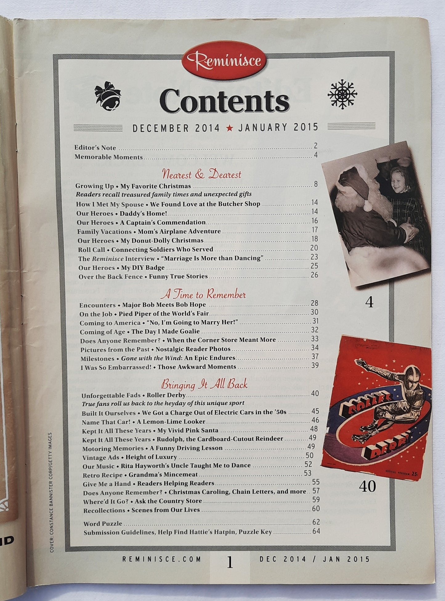 Reminisce Magazine December 2014/January 2015 (Very good, Pbk, 64 pages, Reader's Digest, Collectible)