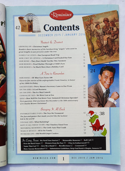 Reminisce Magazine December 2015/January 2016 (Very good, Pbk, 68 pages, Reader's Digest, Collectible)