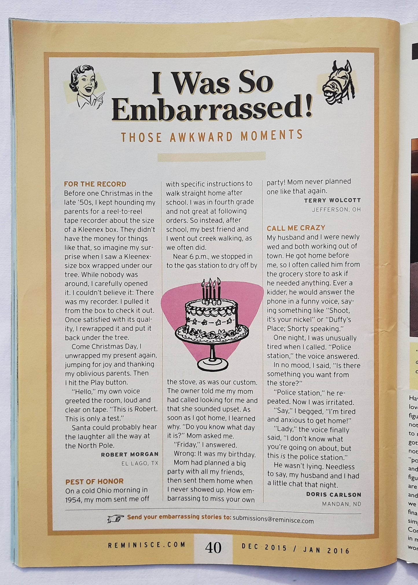 Reminisce Magazine December 2015/January 2016 (Very good, Pbk, 68 pages, Reader's Digest, Collectible)