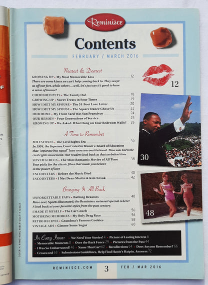Reminisce Magazine February/March 2016 (Very good, Pbk, 72 pages, Reader's Digest, collectible)