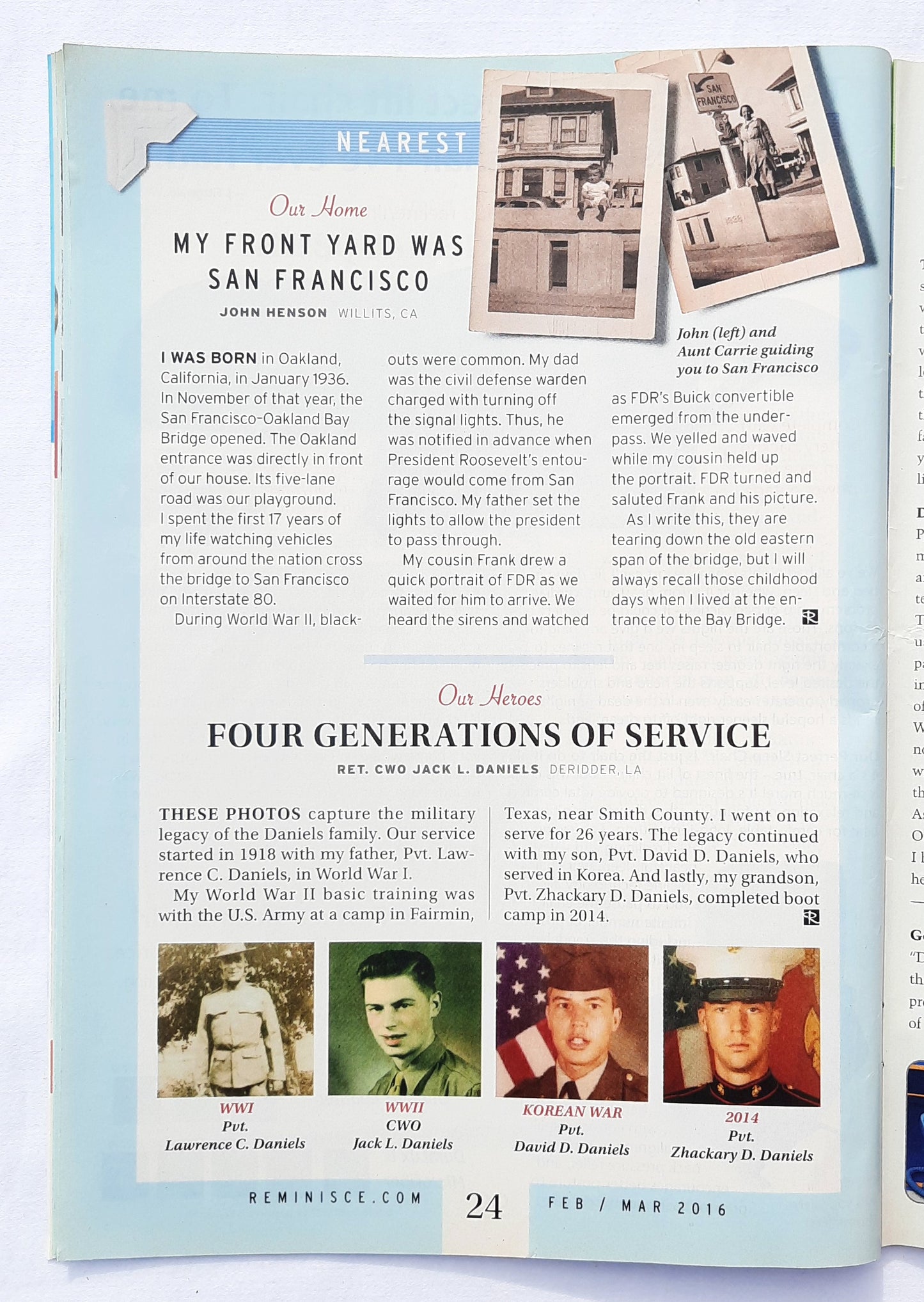 Reminisce Magazine February/March 2016 (Very good, Pbk, 72 pages, Reader's Digest, collectible)