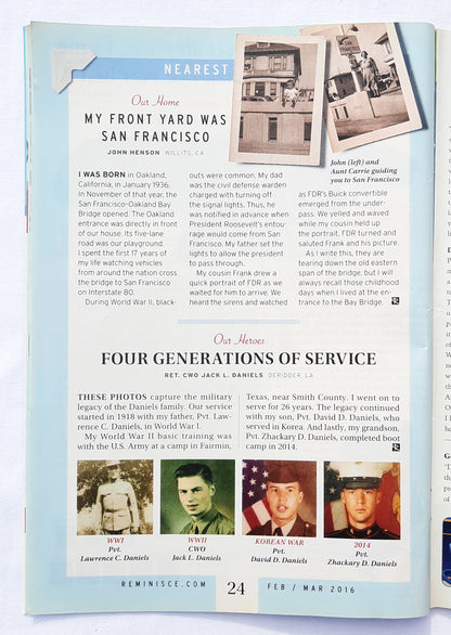 Reminisce Magazine February/March 2016 (Very good, Pbk, 72 pages, Reader's Digest, collectible)