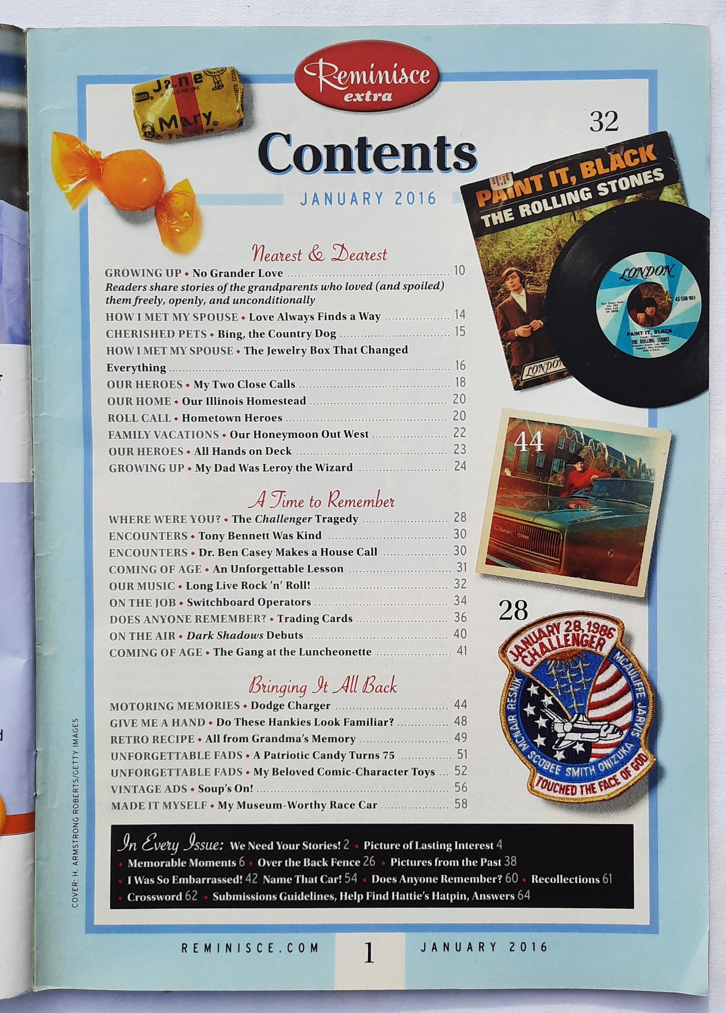 Reminisce Magazine January 2016 (Very good, Pbk, 64 pages, Reader's Digest, Collectible)