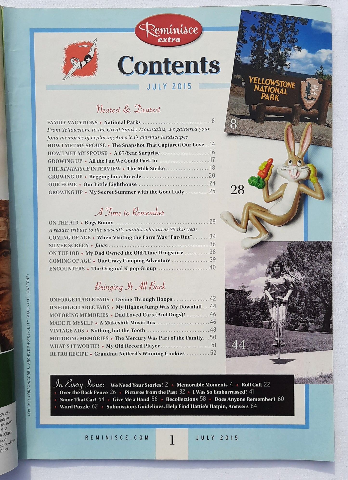 Reminisce Magazine July 2015 (Very good, Pbk, 64 pages, Reader's Digest, Collectible)