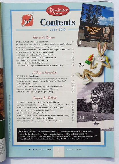 Reminisce Magazine July 2015 (Very good, Pbk, 64 pages, Reader's Digest, Collectible)