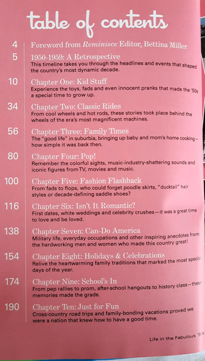 Reminisce Books: Life in the Fabulous '50s edited by Joanne Weintraub (Very good, 2009, HC, 208 pages, Reiman Media)