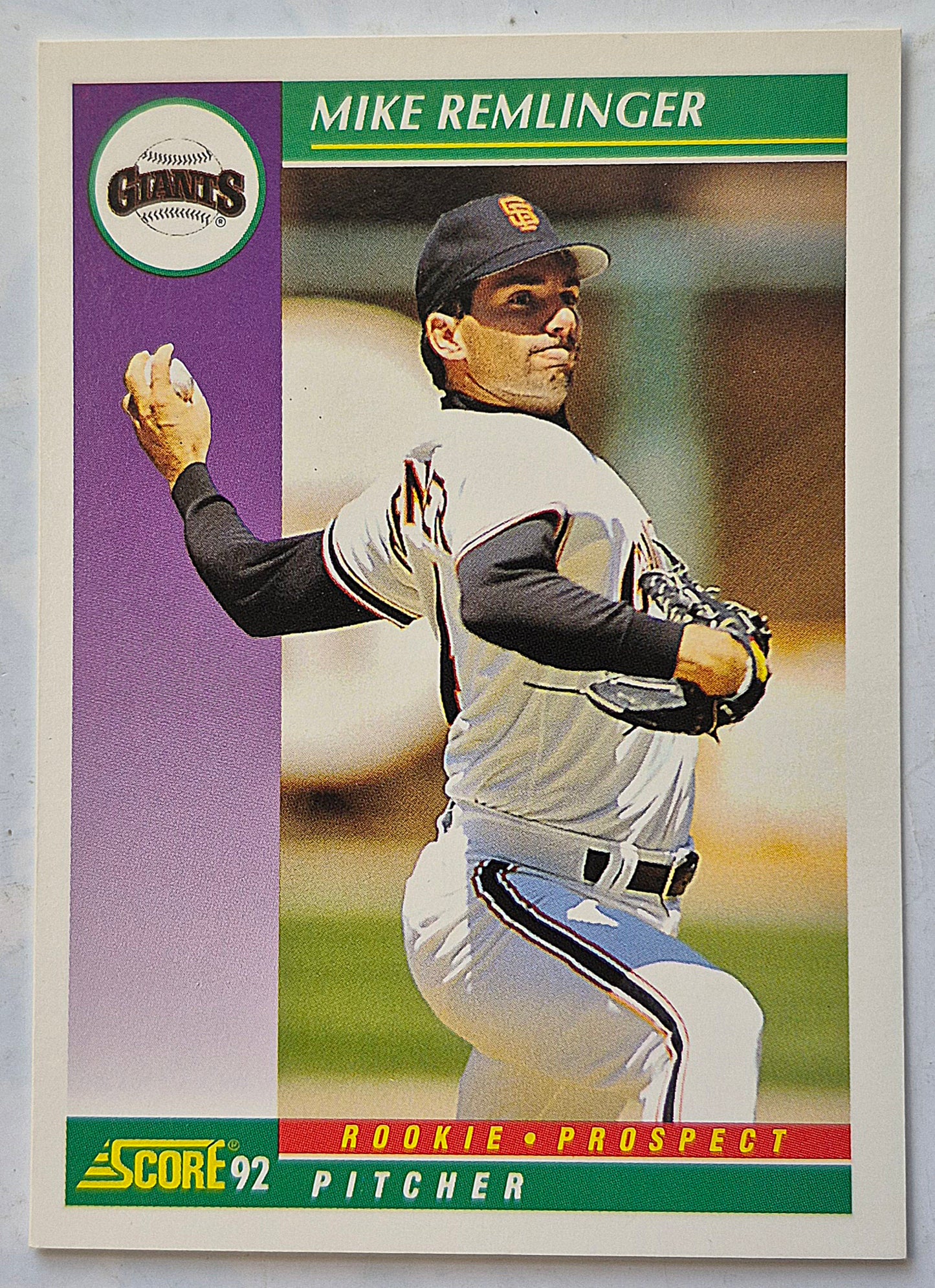 Remlinger Mike San Francisco Giants Pitcher #410 Rookie Prospect Score '92 Baseball Card