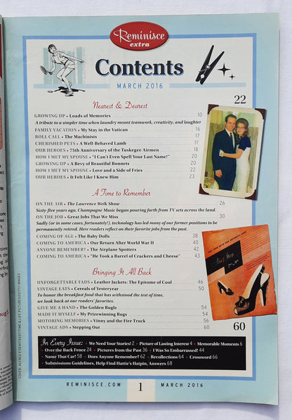Reminisce Magazine March 2016 (Very Good, Pbk, 68 pages, Reader's Digest, Collectible)