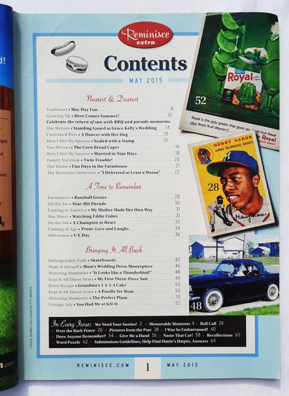 Reminisce Magazine May 2015 (Very good, Pbk, 64 pages, Reader's Digest, Collectible)