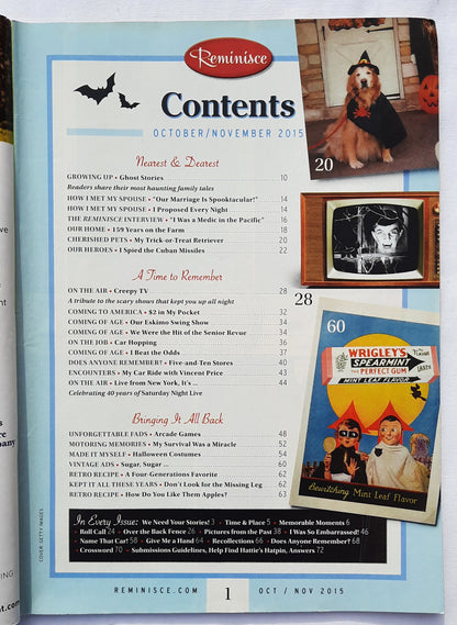 Reminisce Magazine October/November 2015 (Very good, Pbk, 64 pages, Reader's Digest, Collectible)