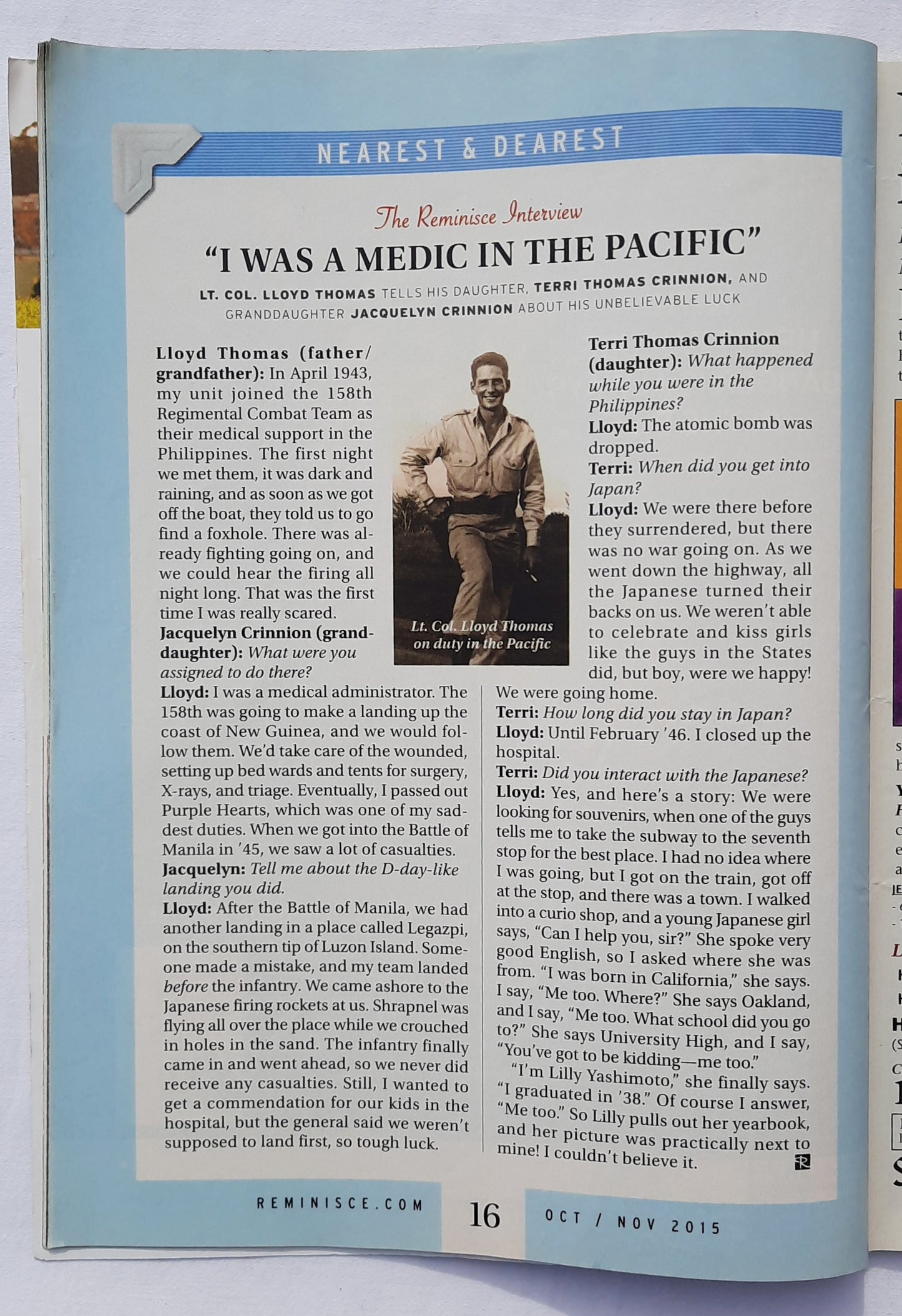 Reminisce Magazine October/November 2015 (Very good, Pbk, 64 pages, Reader's Digest, Collectible)