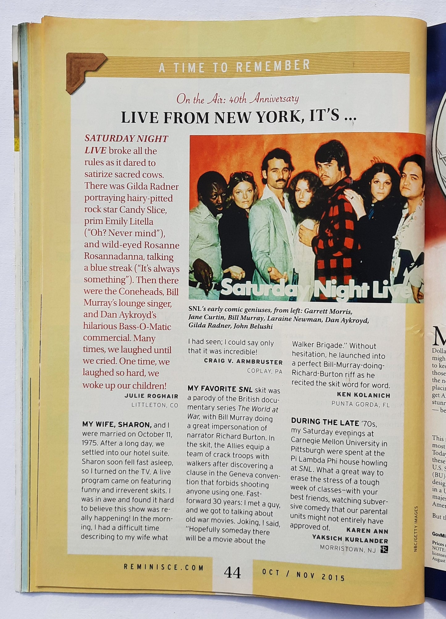 Reminisce Magazine October/November 2015 (Very good, Pbk, 64 pages, Reader's Digest, Collectible)