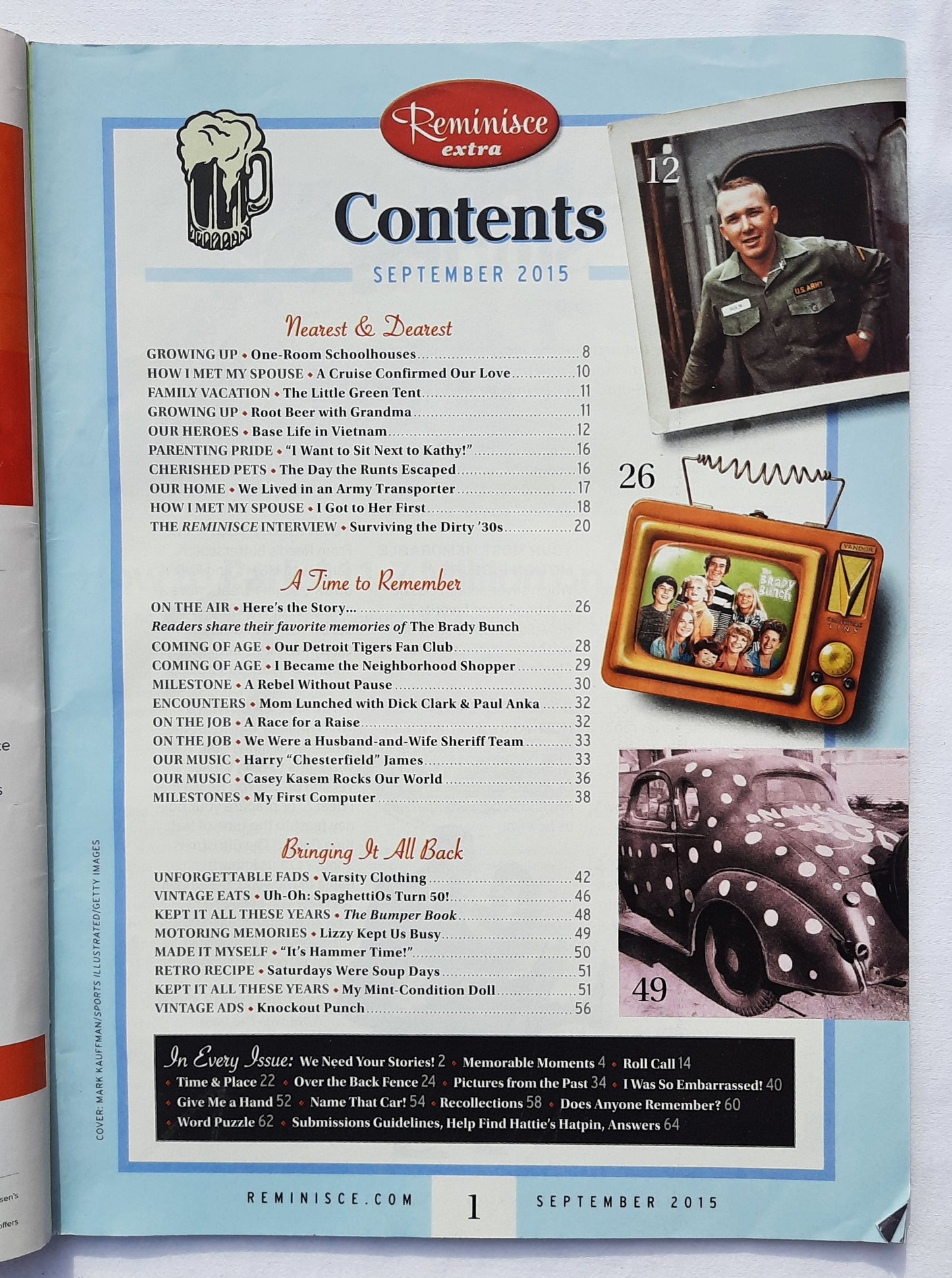 Reminisce Magazine September 2015 (Very good, Pbk, 64 pages, Reader's Digest, Collectible)