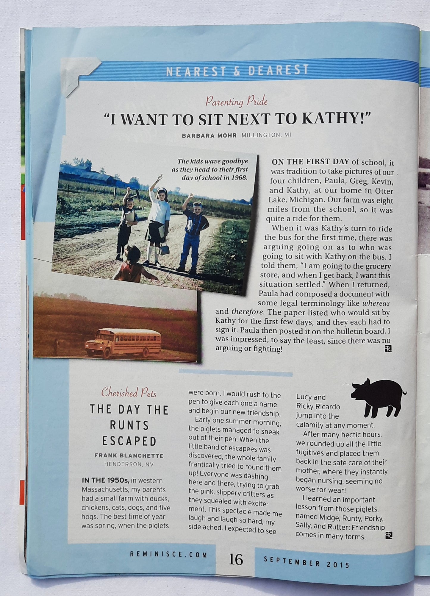 Reminisce Magazine September 2015 (Very good, Pbk, 64 pages, Reader's Digest, Collectible)