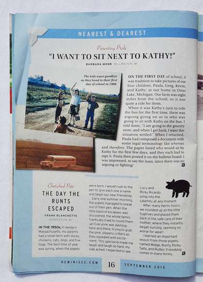 Reminisce Magazine September 2015 (Very good, Pbk, 64 pages, Reader's Digest, Collectible)