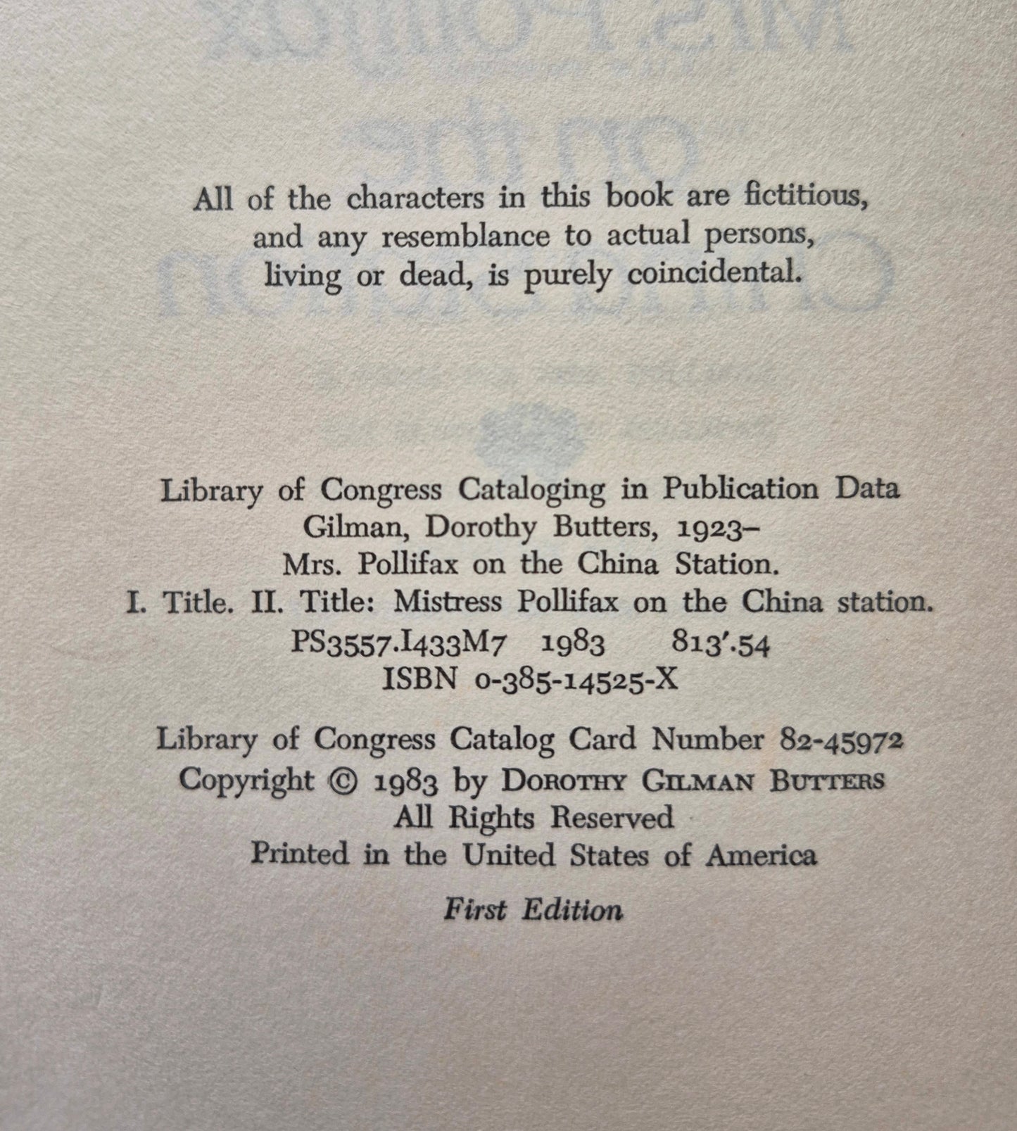 Mrs. Pollifax on the China Station #6 by Dorothy Gilman -Good, 1983, HC, 184 pgs, Doubleday & Co,
