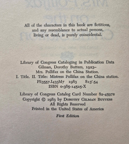Mrs. Pollifax on the China Station #6 by Dorothy Gilman -Good, 1983, HC, 184 pgs, Doubleday & Co,