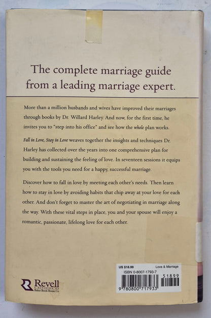 Fall in Love Stay in Love by Willard F. Harley, Jr. (Very good, 2001, HC, 250 pgs, Revell)
