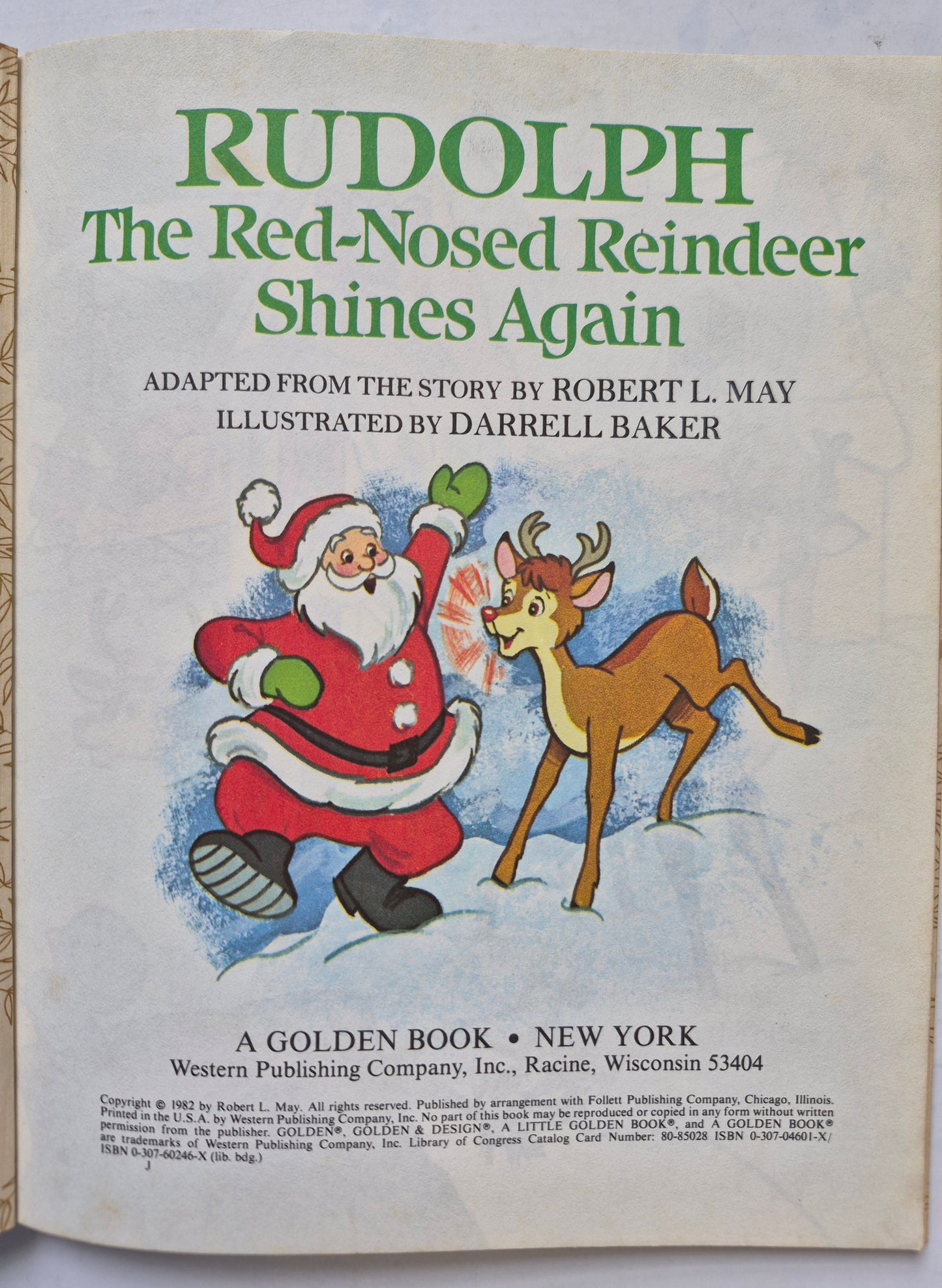 Rudolph the Red-Nosed Reindeer Shines Again by Robert L. May (Very good, 1982, HC, 24 pgs, Golden Books)