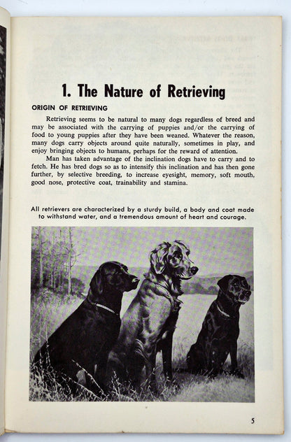 Hunting with Retrievers by Joe Stetson (Good, 1965, Pbk, 64 pgs, TFH Pub.)