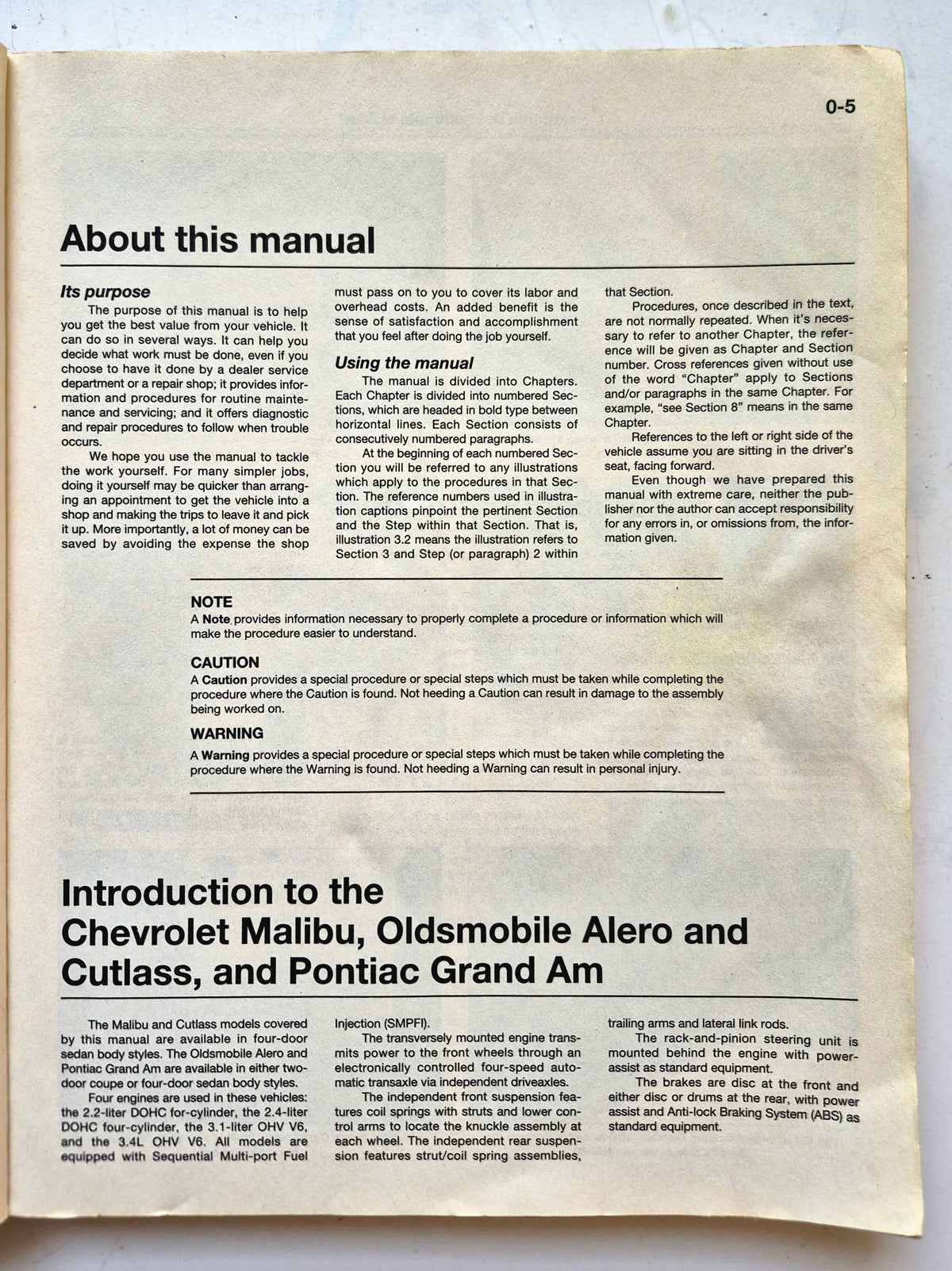 General Motors Chevrolet Malibu & Classic; Oldsmobile Alero & Cutlass; Pontiac Grand Am by Jay Storer; John Haynes (Good, 2005, Pbk,  Haynes Repair Manual)