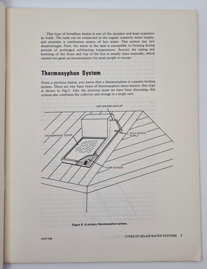 Solar Water Heating ACR-148 by McGraw-Hill (Good, 1978, Pbk, 31 pgs, NRI Air Conditioning, Refrigeration, and Heating School)